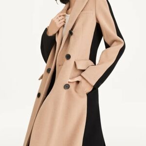 DKNY Stylish Tan and Black Long Coat